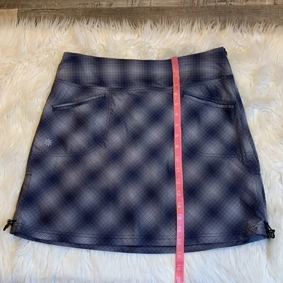Athleta Tulum stretch nylon skirt skort navy gray plaid 8 - Picture 8 of 14